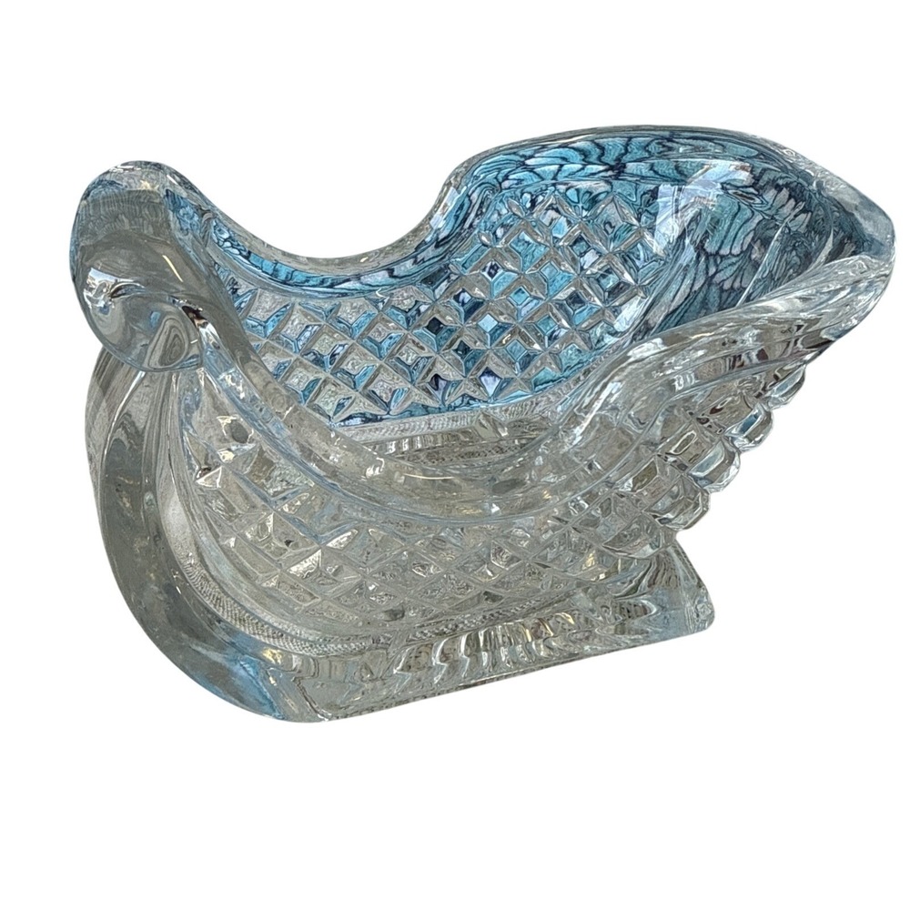 Lead Crystal Holiday‎ Christmas Candy Dish Centerpiece Table Top Sleigh Clear